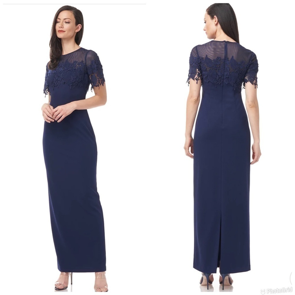 JS Collections Illusion Gown With Trim